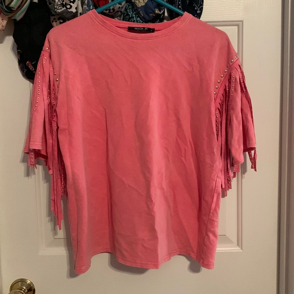 Pink unique shirt with fringe